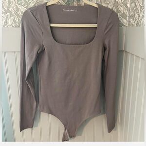Abercrombie & Fitch Square Neck Bodysuit - Taupe